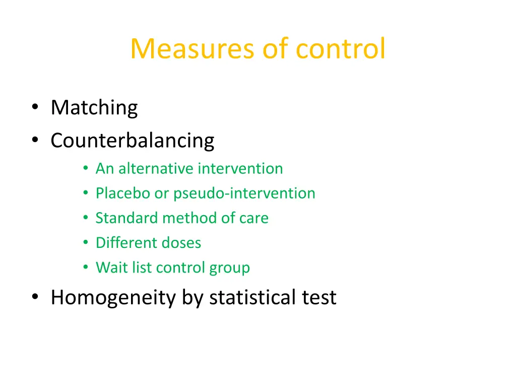 measures of control