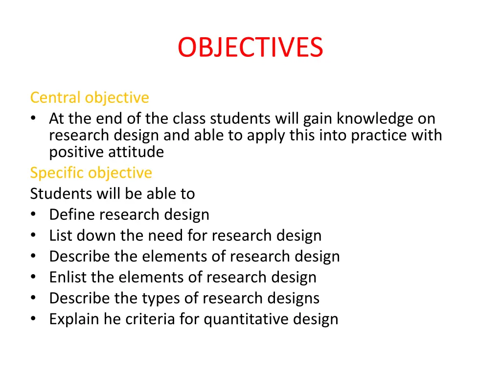 objectives