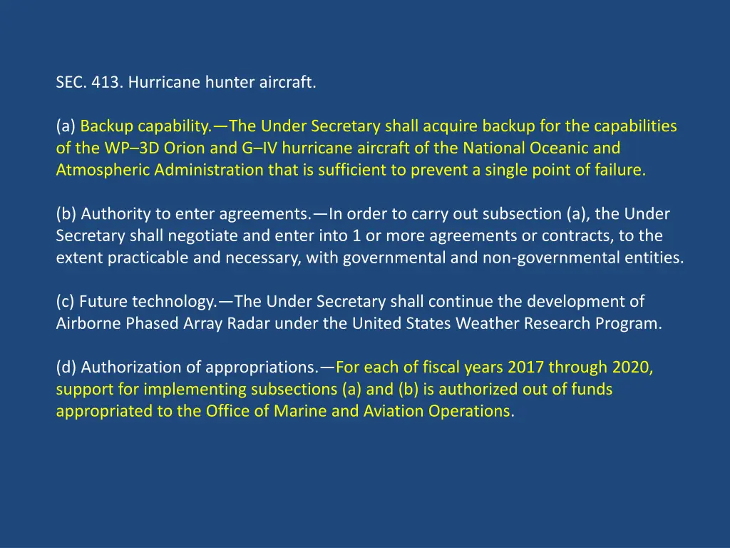 sec 413 hurricane hunter aircraft