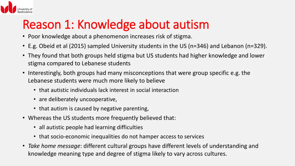 reason 1 knowledge about autism reason