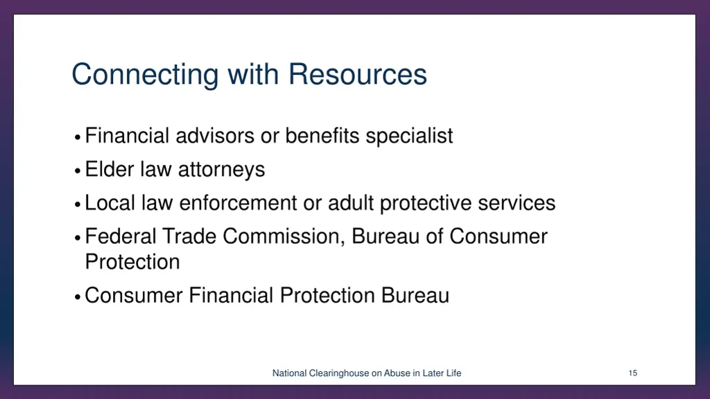 connecting with resources