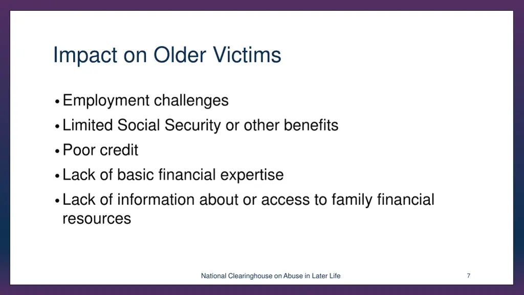 impact on older victims