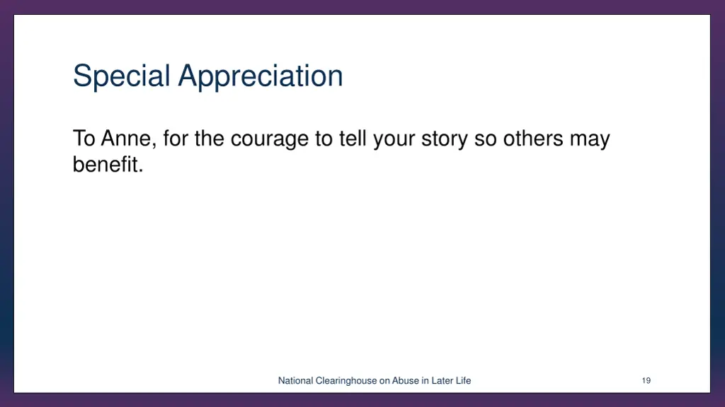 special appreciation