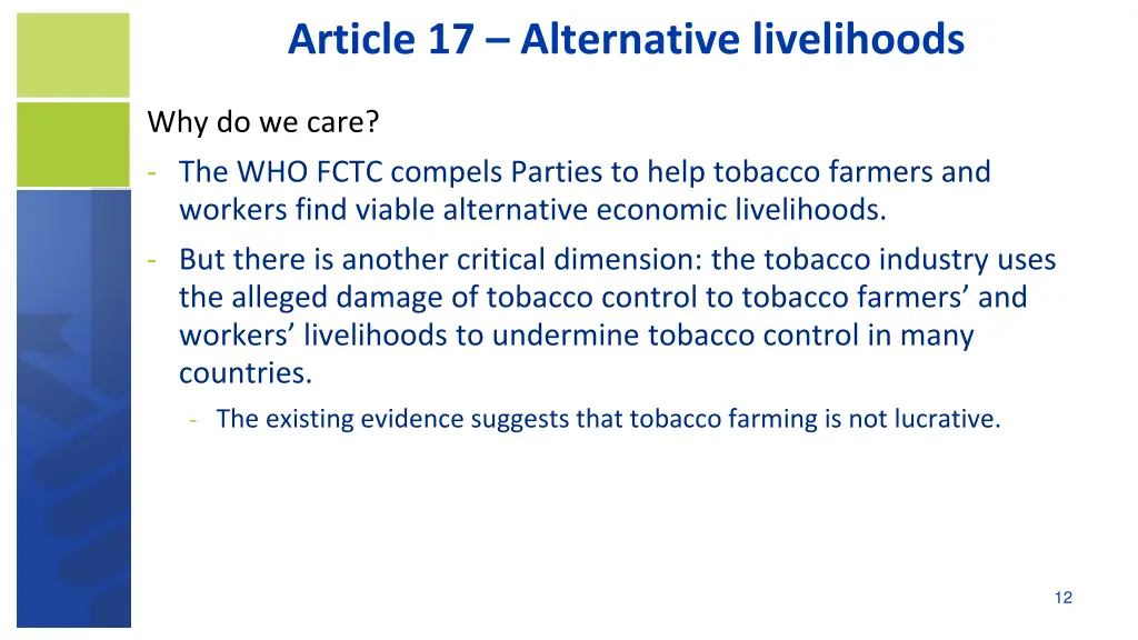 article 17 alternative livelihoods