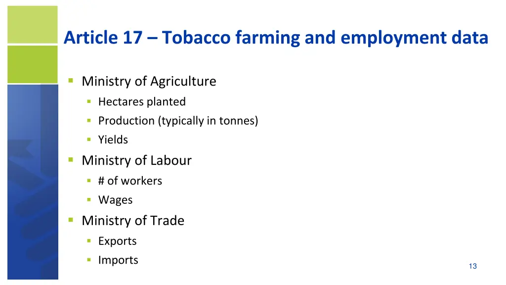 article 17 tobacco farming and employment data