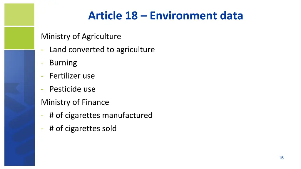 article 18 environment data