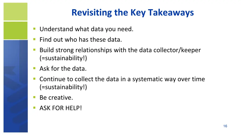 revisiting the key takeaways