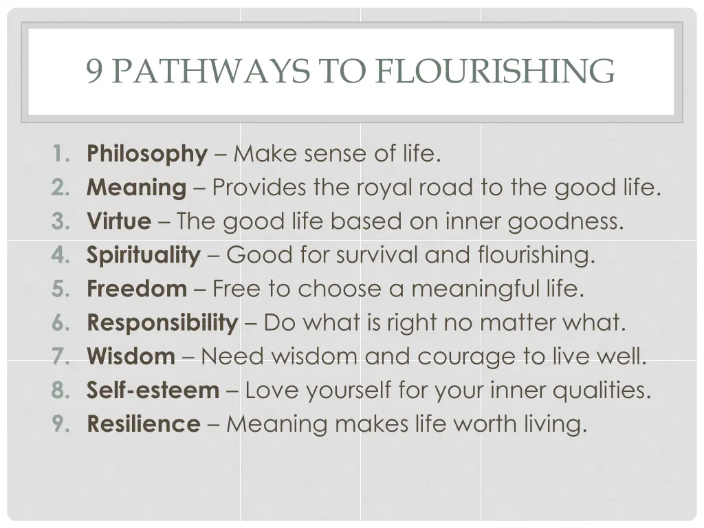 9 pathways to flourishing