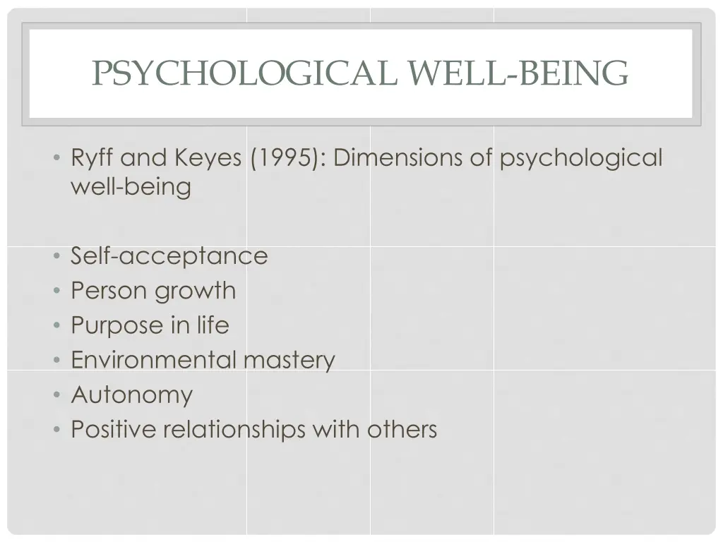 psychological well being