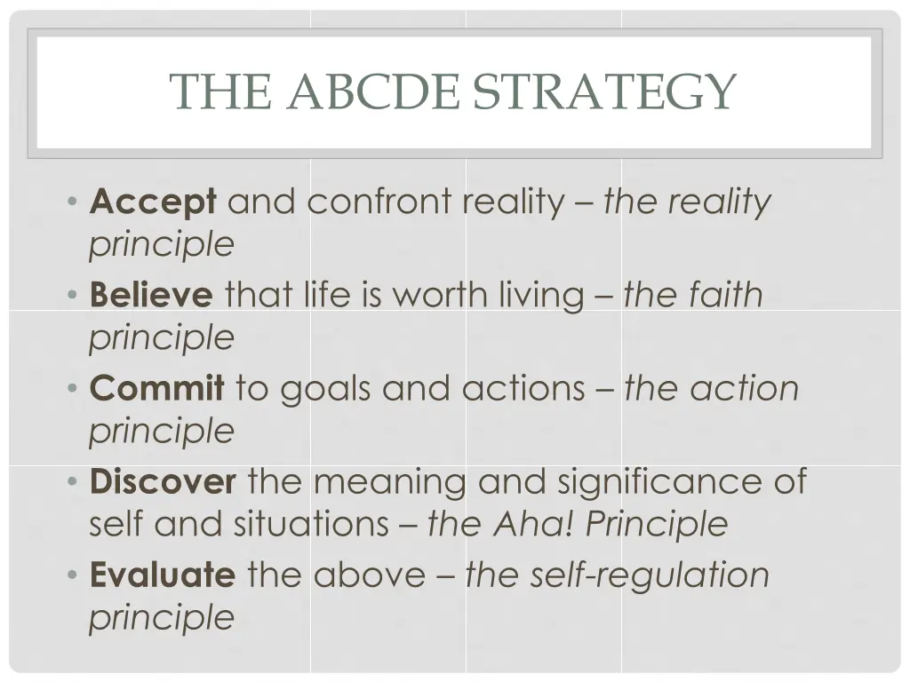 the abcde strategy