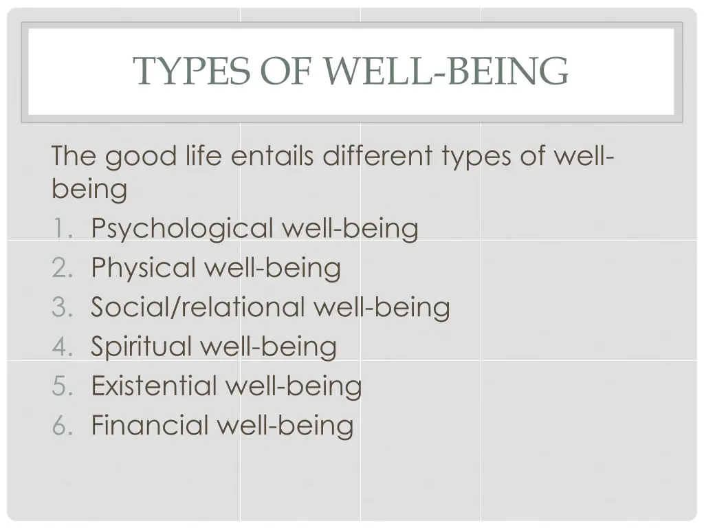 types of well being