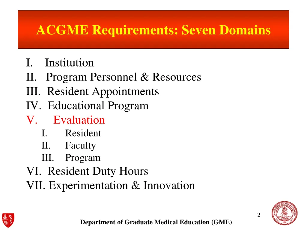acgme requirements seven domains