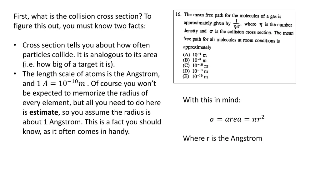first what is the collision cross section