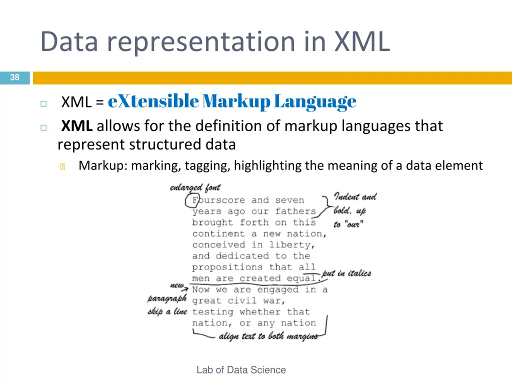 data representation in xml