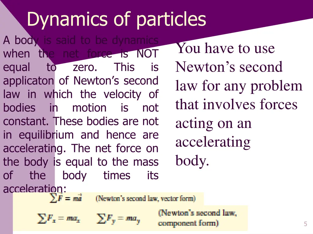 dynamics of particles a body is said