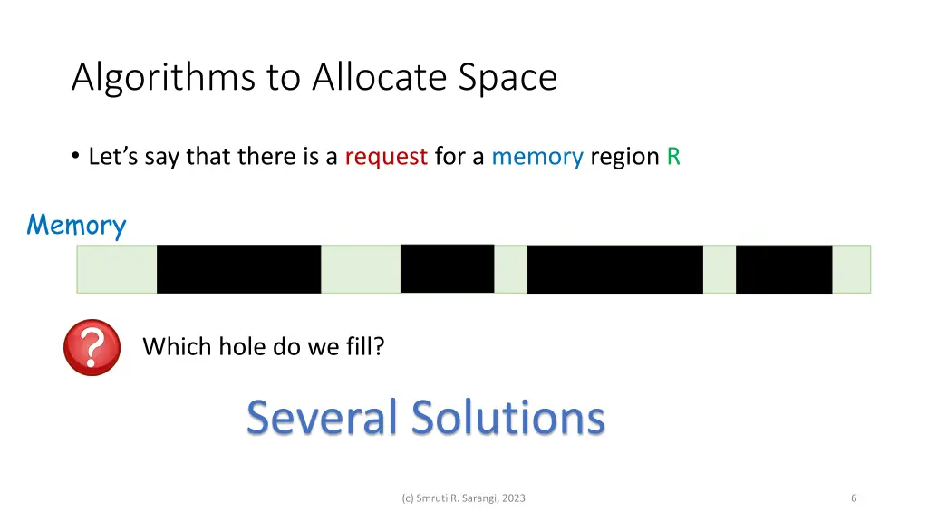 algorithms to allocate space