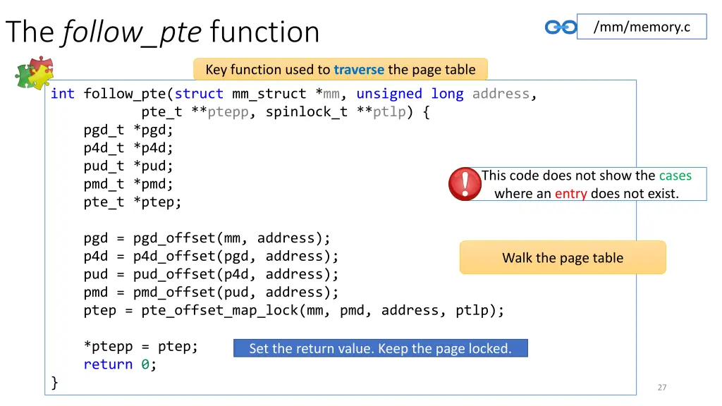 the follow pte function
