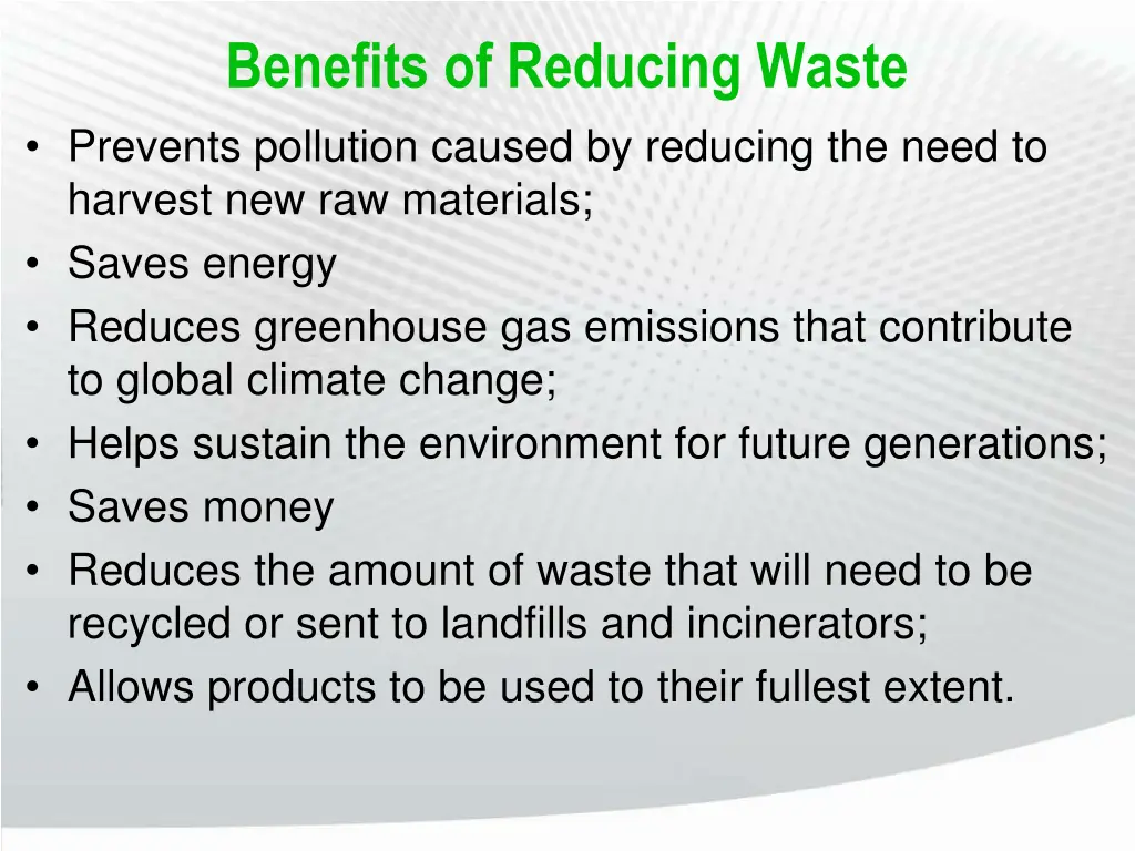benefits of reducing waste prevents pollution