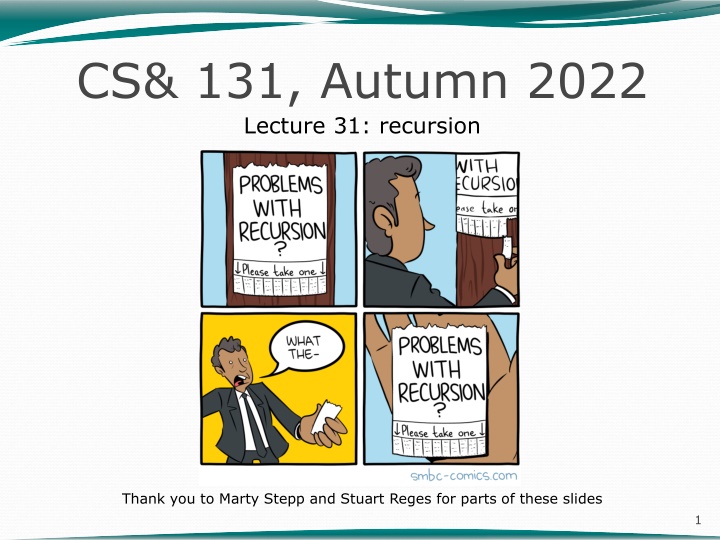 cs 131 autumn 2022 lecture 31 recursion