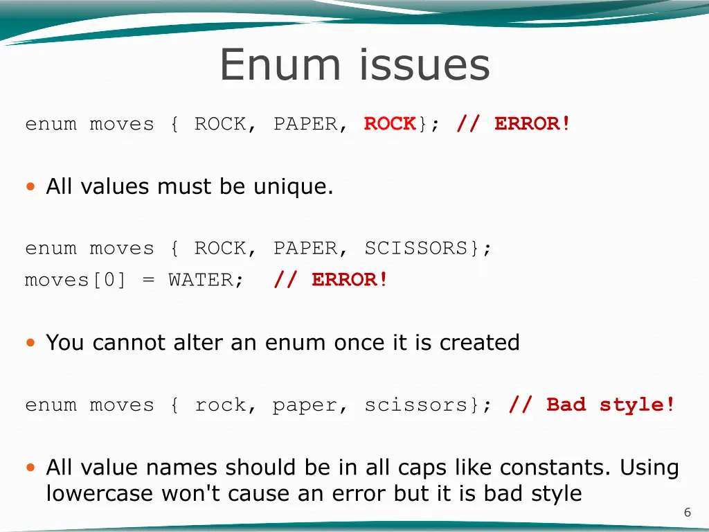 enum issues