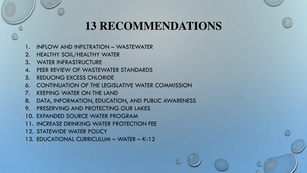 13 recommendations