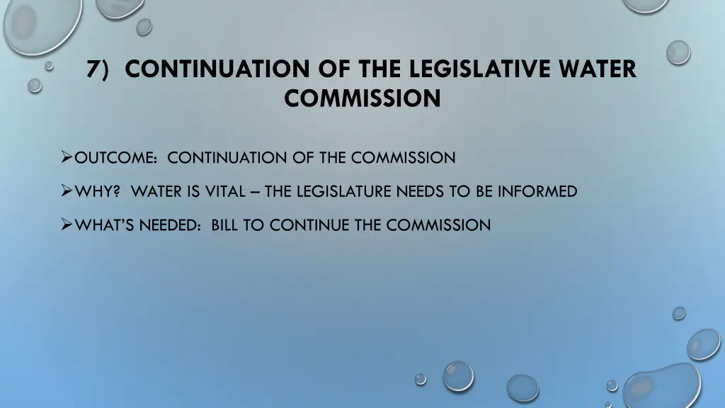 7 continuation of the legislative water commission