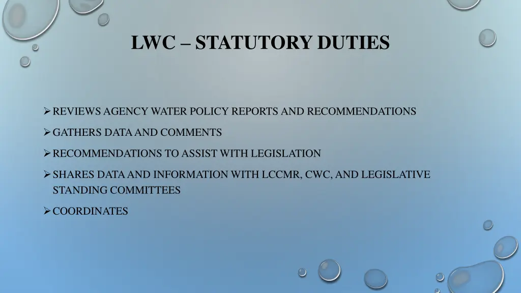 lwc statutory duties