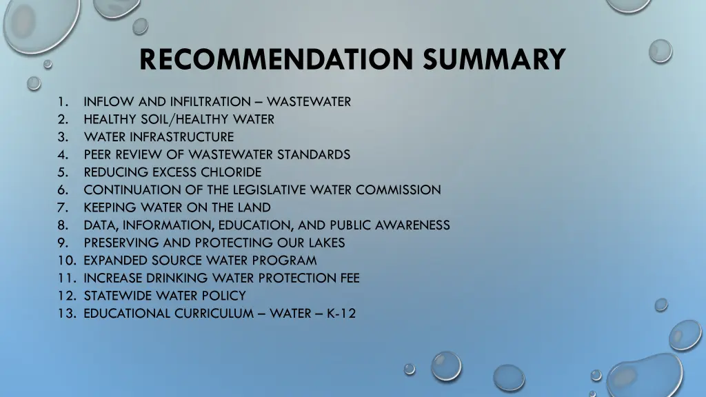recommendation summary