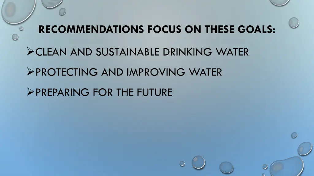 recommendations focus on these goals