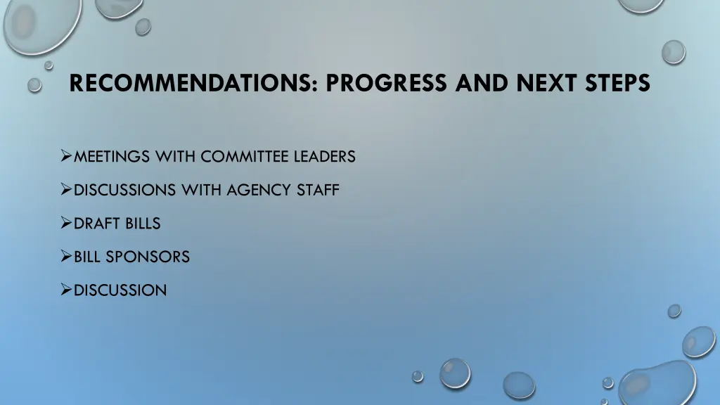 recommendations progress and next steps
