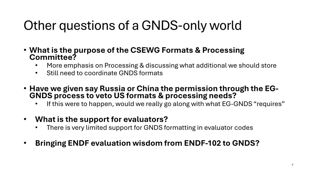 other questions of a gnds only world