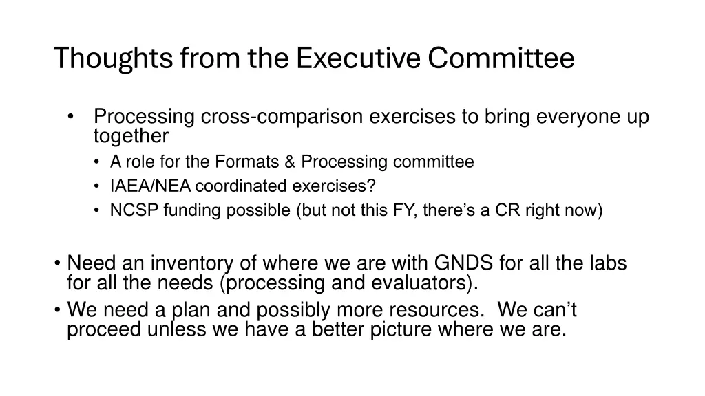 thoughts from the executive committee