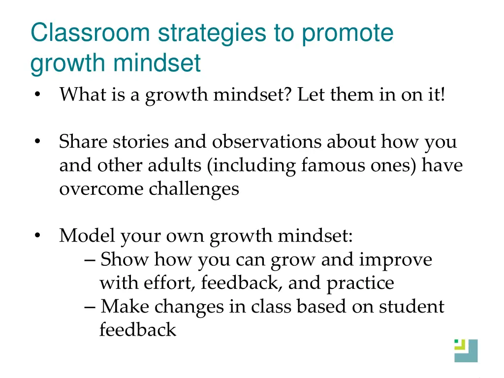 classroom strategies to promote growth mindset