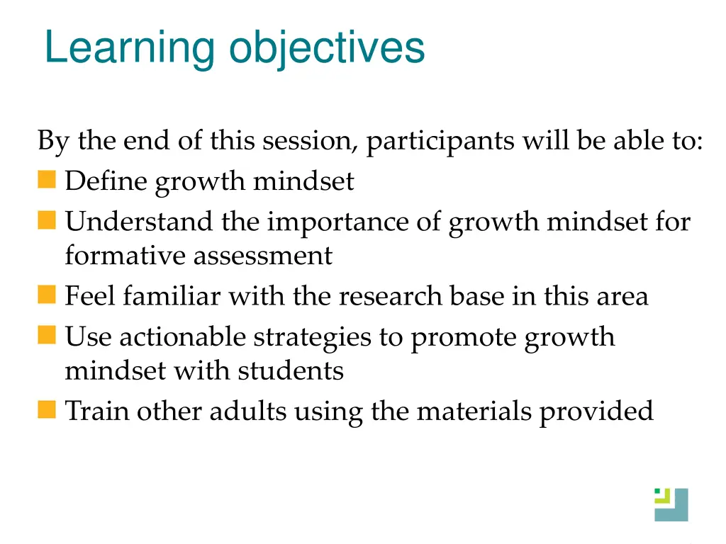 learning objectives