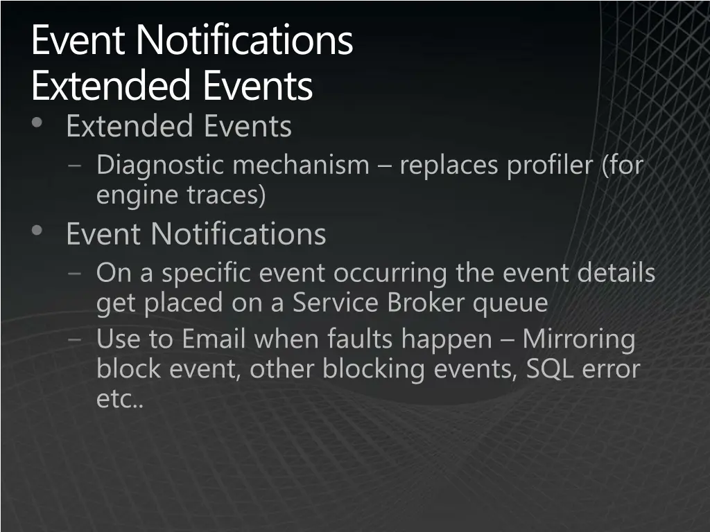 event notifications extended events extended