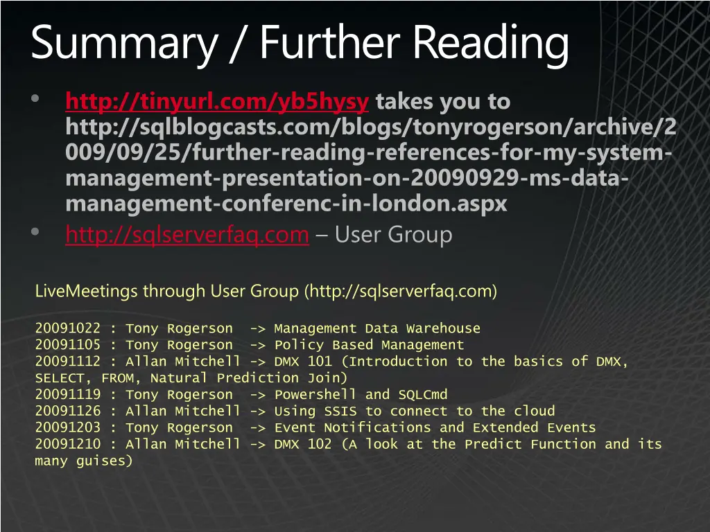 summary further reading http tinyurl com yb5hysy