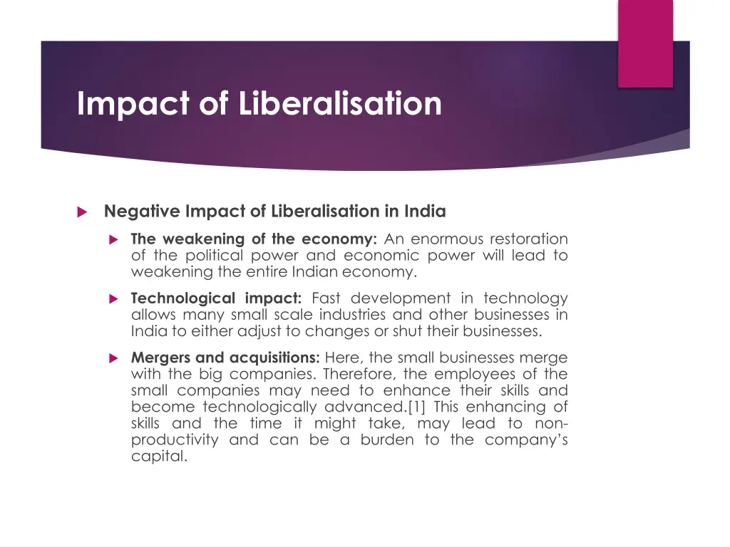 impact of liberalisation 1