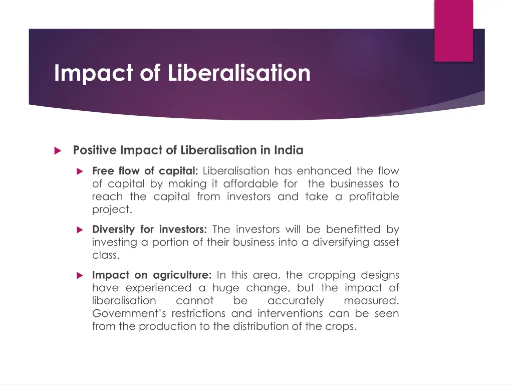 impact of liberalisation