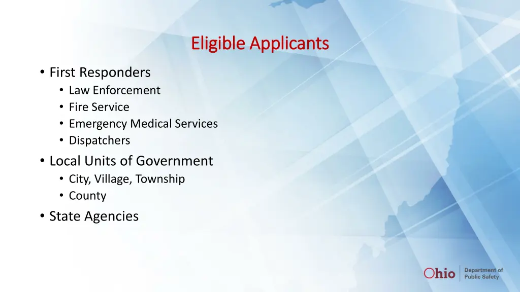 eligible applicants eligible applicants