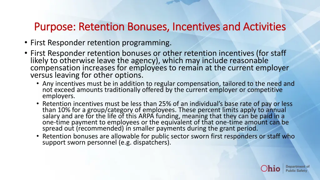 purpose retention bonuses incentives
