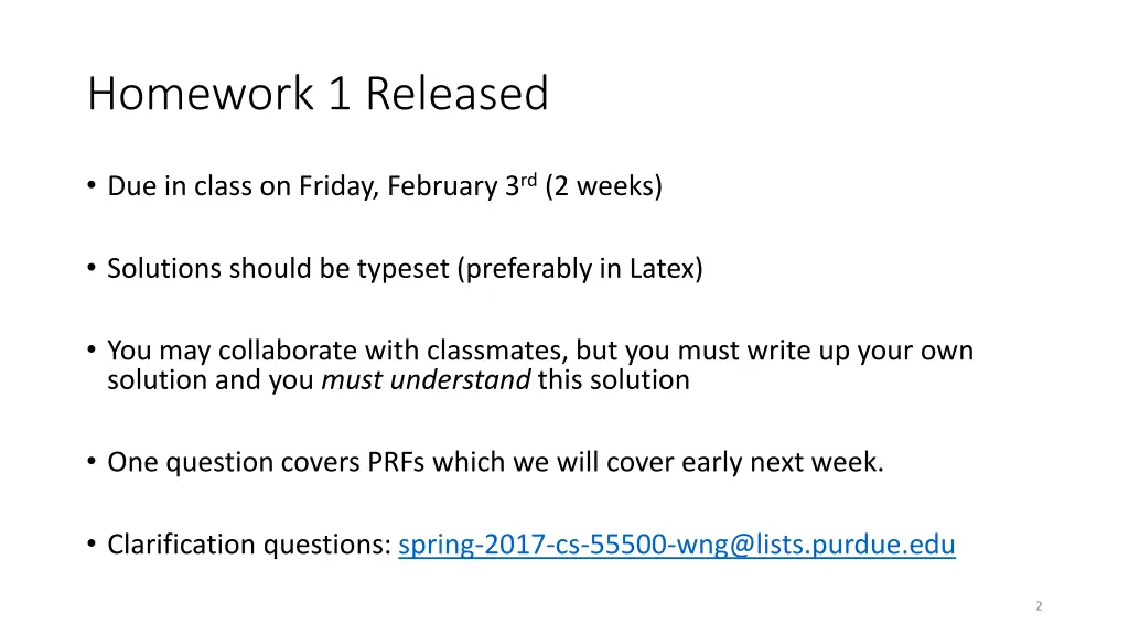 homework 1 released