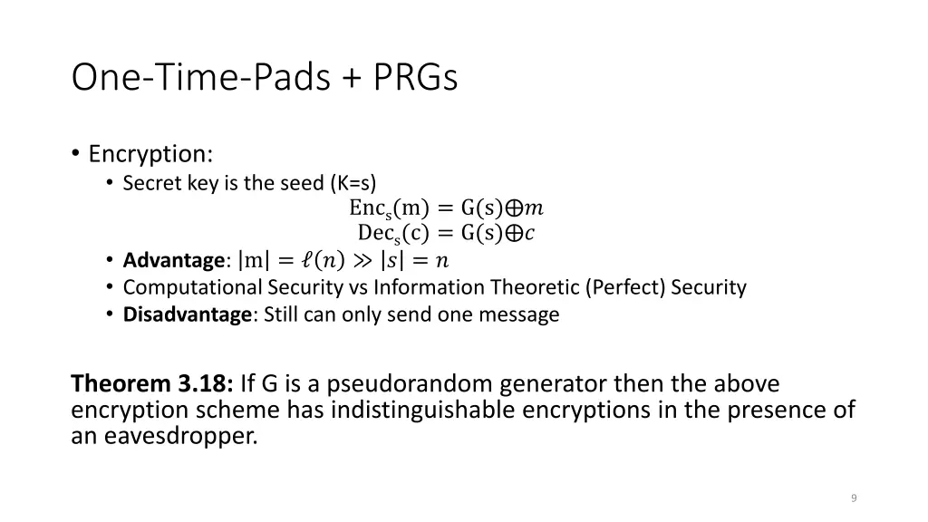 one time pads prgs