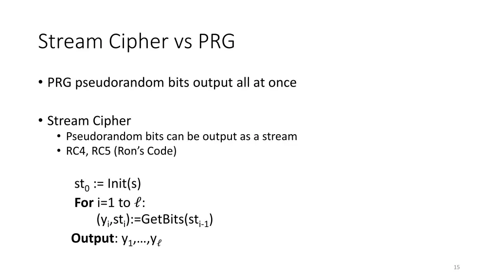 stream cipher vs prg