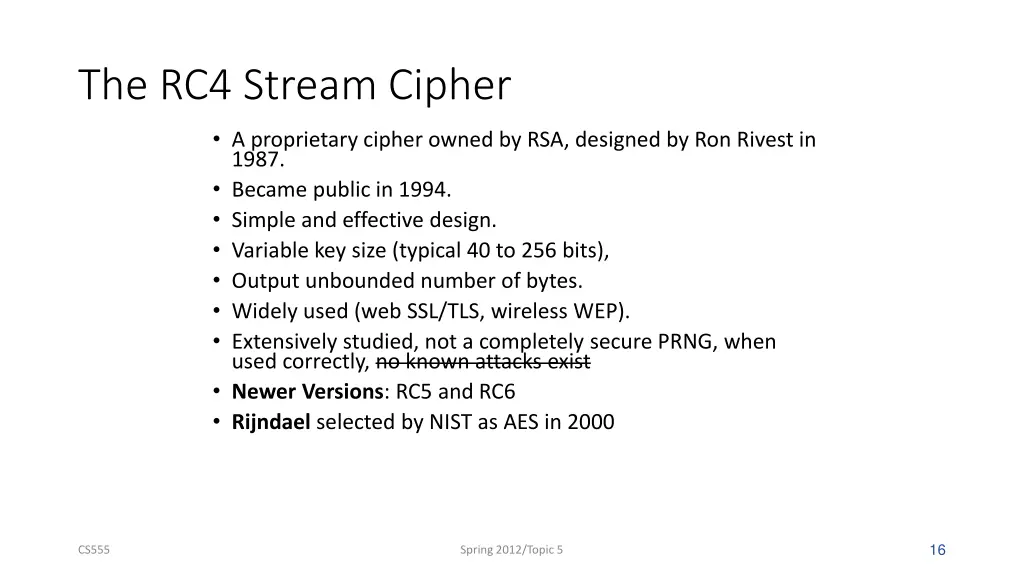 the rc4 stream cipher
