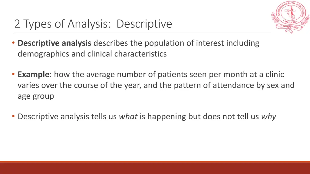 2 types of analysis descriptive