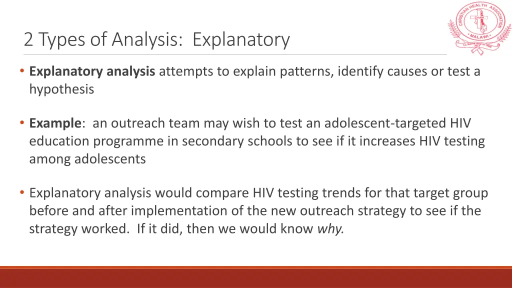 2 types of analysis explanatory