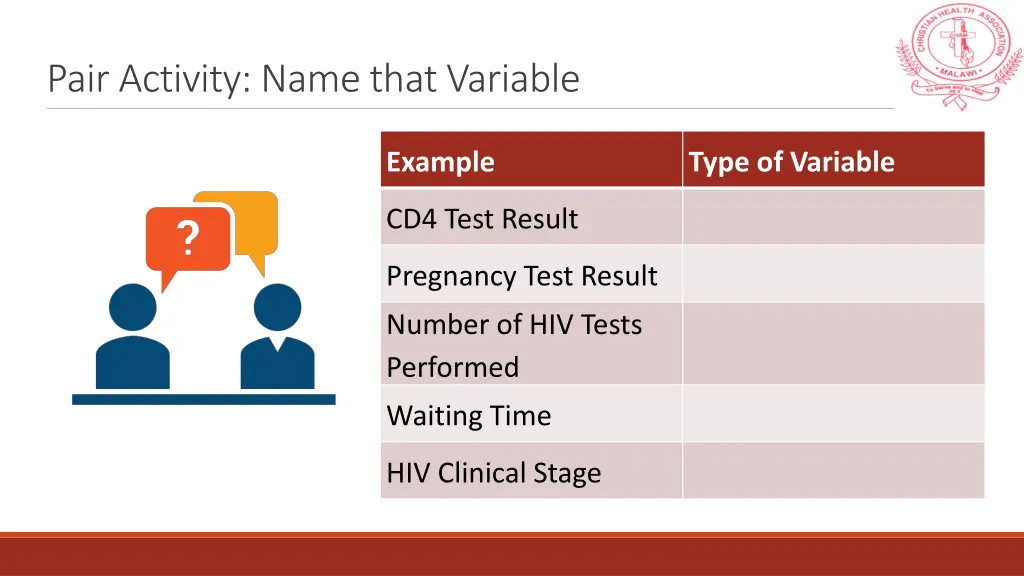 pair activity name that variable