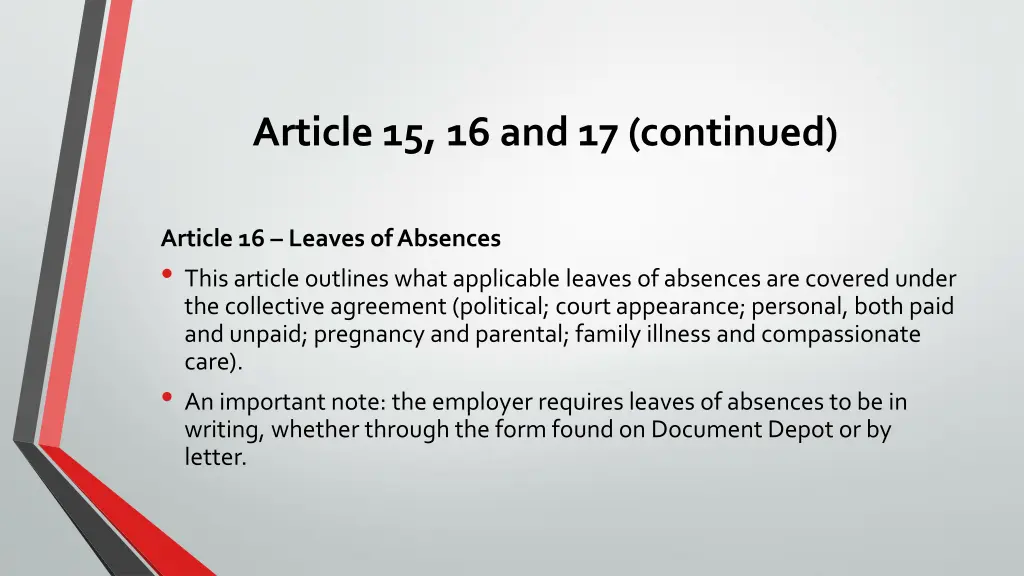 article 15 16 and 17 continued