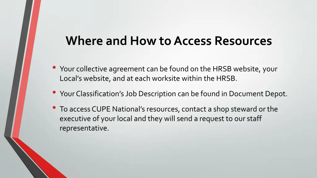 where and how to access resources