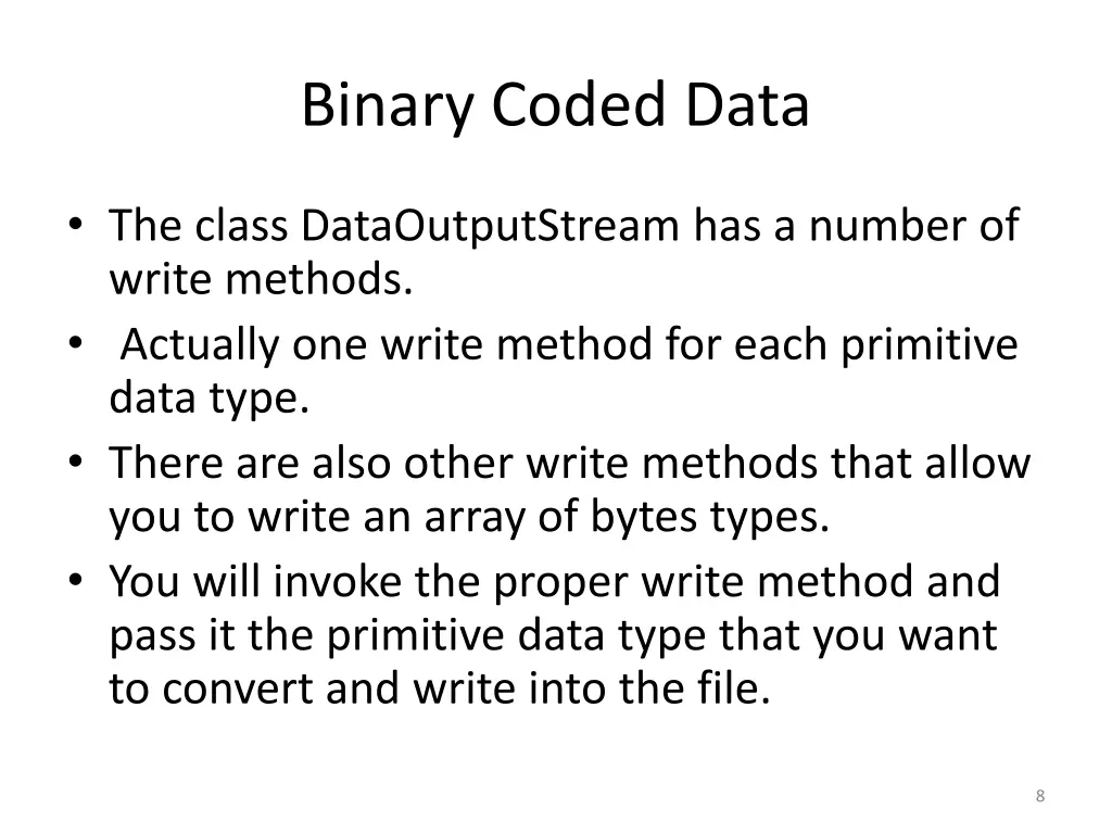 binary coded data